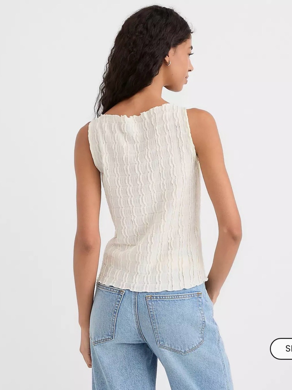 Sleeveless Textured Cream Ruffle Top - Picture 3 of 4